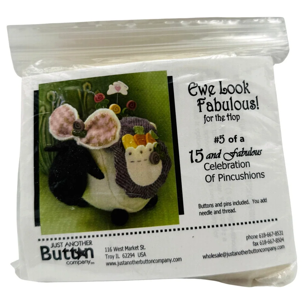 Just Another Button Company Pincushion Kit Sheep Lamb Ewe Look Fabulous NIP New